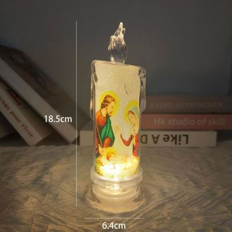 Type 2 Bougie Led électronique sans flamme avec chandelier, bougie de prière de jésus vierge, lampe à thé, dé (1/4)