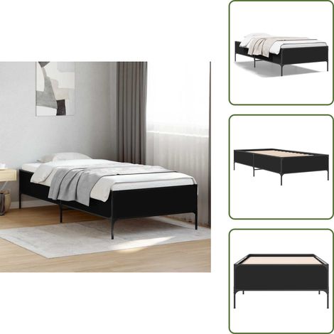 The Living Store Cadre de lit sans matelas noir 90x200 cm - Cadre De Lit - Lit Double - Literie - Meuble Chambre - Design Moderne (1/5)