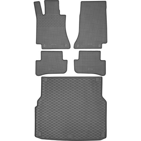 Juego de alfombrillas de goma para coche y alfombrilla para maletero para Mercedes Clase C W205 familiar (de octubre de 2014 a febrero de 2021).