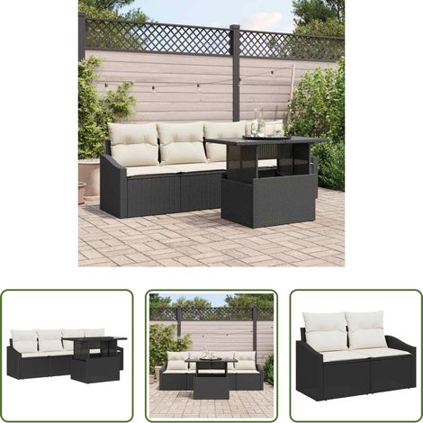 Poly Rattan - Garten-Sofa-Set mit Speicher 5 pcs Schwarz Poly Rattan (1/5)