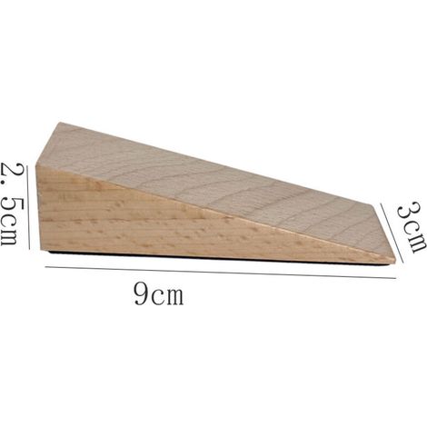 2 Pcs Cale de Porte en Bois, 9x3x2,5 cm Butoirs de Porte avec Base en Caoutchouc, Cale Porte Sol Butoir, Cales de Porte pour Portes de Chambre, Arrêts de Porte Portes d'entr (Beige)