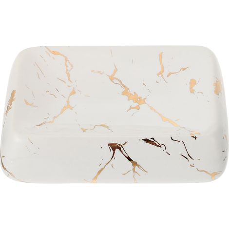 Porte-savon en céramique blanche, plateau pour salle de bain (1/5)
