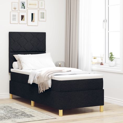 LED Boxspringbett mit Matratze Schwarz 80 x 200 cm Stoff vidaXL (1/5)