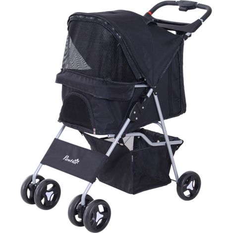 Poussette enfant tissu Oxford 600D imperméable 4 roues noire 75x46x94 cm