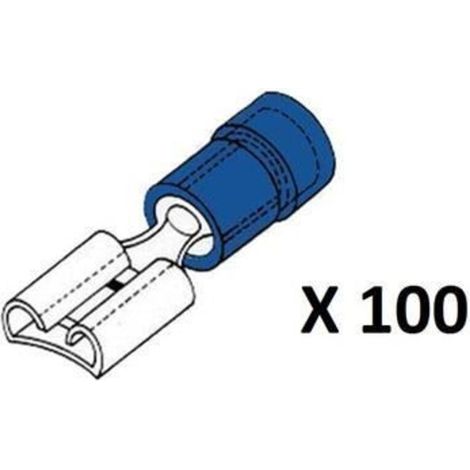 Cosse Femelle - 4 8 Mm - Bleu - Pour Câbles 1 5 À 2 5 Mm² - 100 Pièces (1/2)