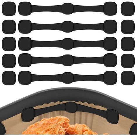 Set di 5 clip magnetiche in silicone per friggitrici ad aria, accessori multifunzionali per carta da forno, riutilizzabili e anti-bruciatura, facili da pulire (nero)