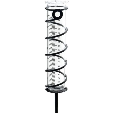 Pluviomètre extérieur en Verre, Pluviomètres en Verre avec Piquet en Métal Pluviomètre Exterieur Pluie Tube de Mesure Pluviomètre de Jardin en Verre avec échelle Claire (1/4)