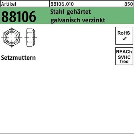 Écrou de pose R 88106 M3/0,9 acier trempé galv. 100 pièces