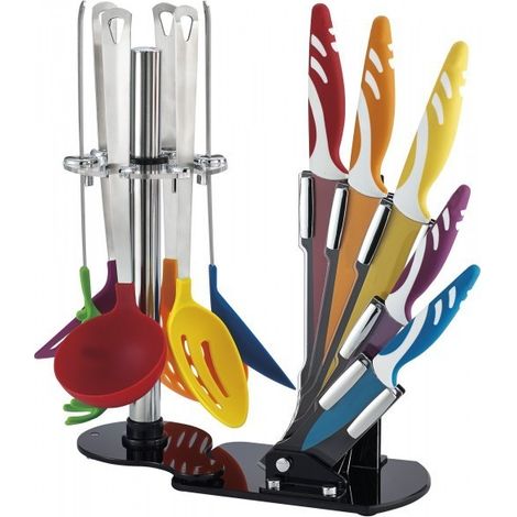Set kit pack de 12 PCS cuchillos de cerámica + soporte apoyo (1/2)