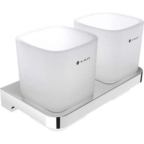 Nimco Maya - Vaso para cepillo de dientes con soporte, vidrio esmerilado/cromo MA 29058D-C-26 (1/2)
