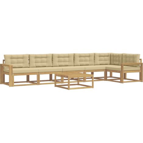 Outdoor Sofa Set 7 pcs White and Beige Polyester vidaXL (1/5)