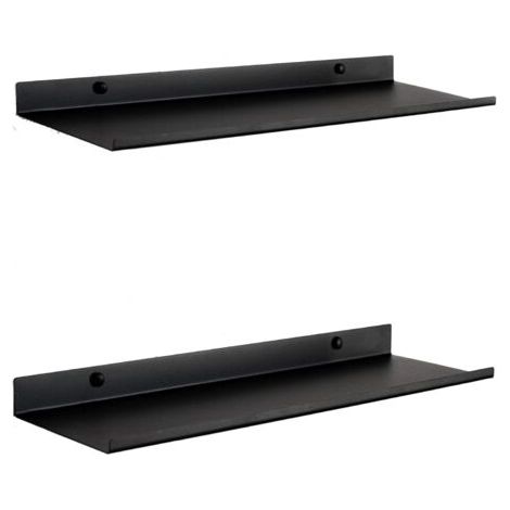 Etagere Murale Flottante Noire Set 2 Tablette Murale Metallique 50 cm Etagere Salle de Bain, Salon, Cuisine, Chambre ou Etagere Bureau (1/4)