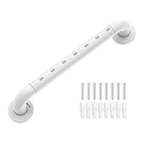 - Haltegriff - Duschgriff - Rutschfester Edelstahl mit Leuchtringen - Für Bad und WC - Silber - 48 cm (1/5)