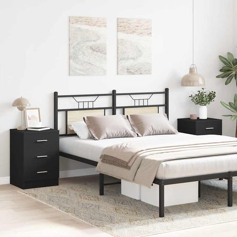 Maison Exclusive - Nachttische 2 Stk. Schwarz 38x35x56 cm Holzwer