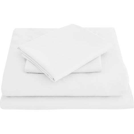 1 Ensemble de draps en coton égyptien, tissage satin, 1000 fils, pour lit Queen, blanc (1/5)