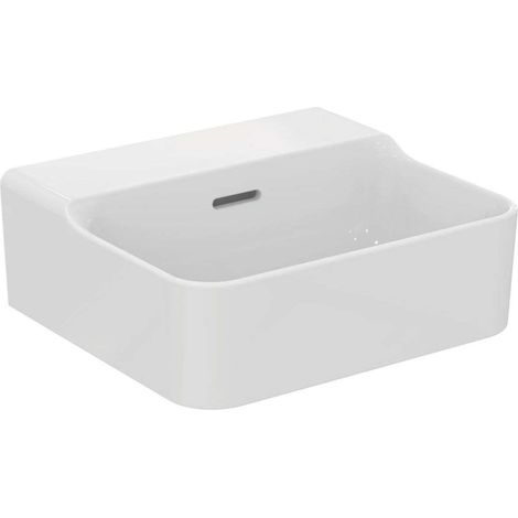 Lavamani CONCA 400x350x165mm, bianco sabbiato senza foro rubinetto con troppopieno IDEAL STANDARD (1/4)
