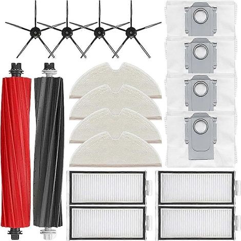 Pour aspirateur Roborock : brosse principale, filtre, lingette et sac à poussière