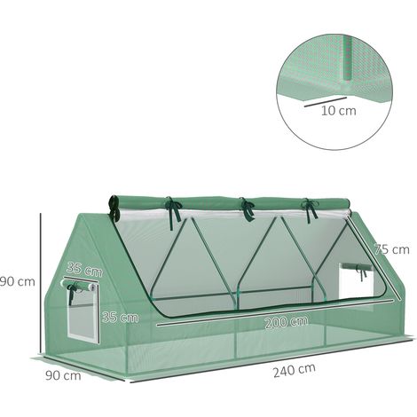 Mini serre en feuille d’aluminium avec fenêtre en treillis,résistante aux UV,film PE,240 x 90 x 90 cm,parfaite pour le jardin et la culture