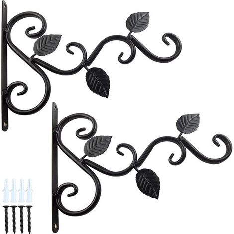 Lot de 2 crochets de suspension – crochet pour plantes – support pour plantes d'extérieur – supports pour paniers de fleurs – crochets décoratifs d'extérieur – pour suspendre mangeoires à oiseaux et p (1/5)