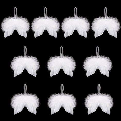 10 Pièces Ailes D'ange Blanches - Décorations Sapin De Noël À Sus Ornements De Noël Ange Ailes De Plumes Blanches Décoration D'arbre Pour Bricolage Artisanat (1/5)