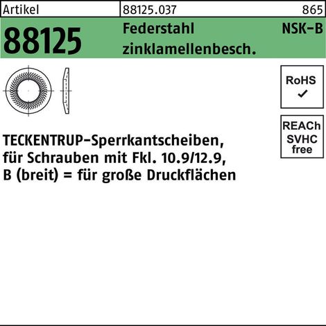 ART 88125 TECKENTRUP-Sperrkantscheiben C 60 flZnnc NSK-B 6 flZnnc S 1000 Stk (1/2)