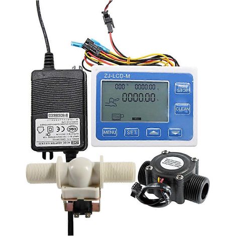 Contrôleur de remplissage numérique ZJ-LCD-M avec affichage LCD 3/4 po et électrovanne PE. (1/5)