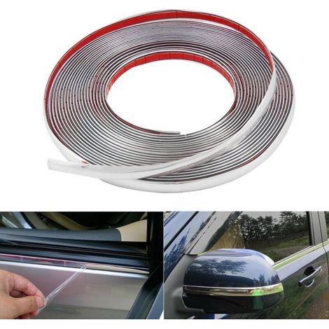 Chrome Bande de Garniture Voiture 10mm X 15m, Universel Autocollante Baguette Adhesive Décorative de Pare-Chocs Porte Car Trim Strip Protection (1/5)