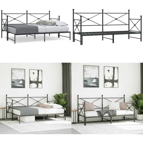 vidaXL Lit de jour avec gigogne sans matelas noir 90x200 cm acier