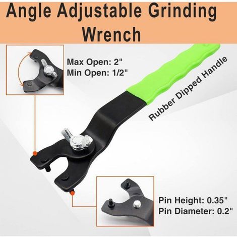Clé À Molette Réglable - Pour Meuleuse D'Angle - Compatible Moyeux 0,5 À 1,25 Pouces - Réglage 10 À 50 Mm - 1 Pièce (1/5)