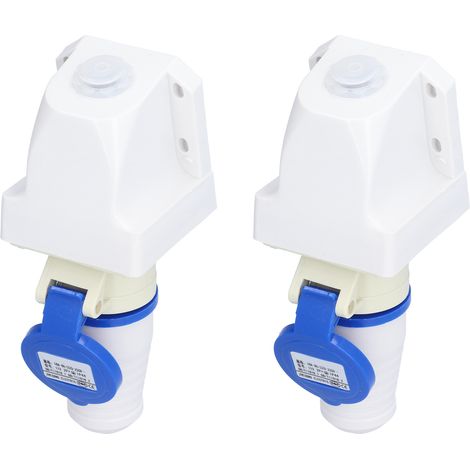 2er-Set Industrie-Steckdosen, 3-poliger Rundstecker, Zubehör, 220–250 V, 16 A, 2P+E (1/5)