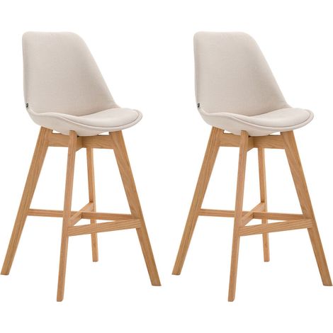 Set di 2 sgabelli bar seggioloni dal design moderno in tessuto crema 100001299