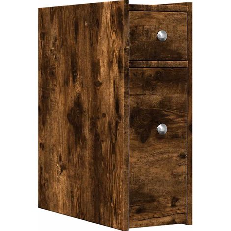 Maison Exclusive - Armadietto da Bagno Stretto con Ruote Rovere Fumo in Truciolato