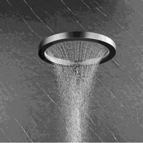 Solid Brass Round Ceiling Shower Head - Fixed Wall or Ceiling-Mounted Shower Head for Recessed Installation, Large Rainfall Surface for Bathrooms - (1/4)