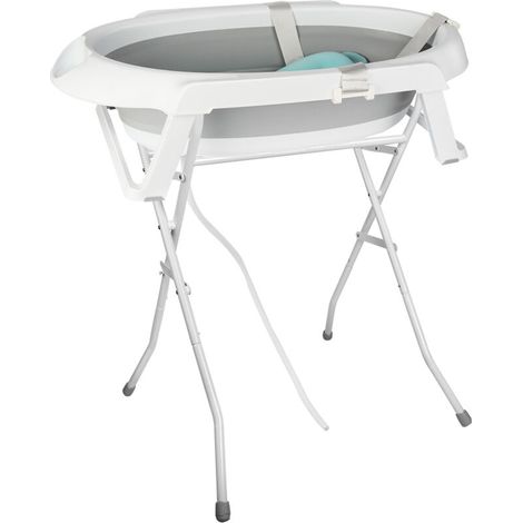 ®Baignoire Bébé Pliante pour 0-6 ans bébé, Baignoire Pliable, Baignoire Pliante Réglable, Avec support, 636084.5cm, gris (1/5)
