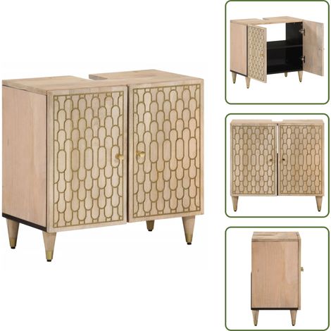 The Living Store Waschbeckenunterschrank 62x33x58 cm Massivholz Mango - Holzschrank