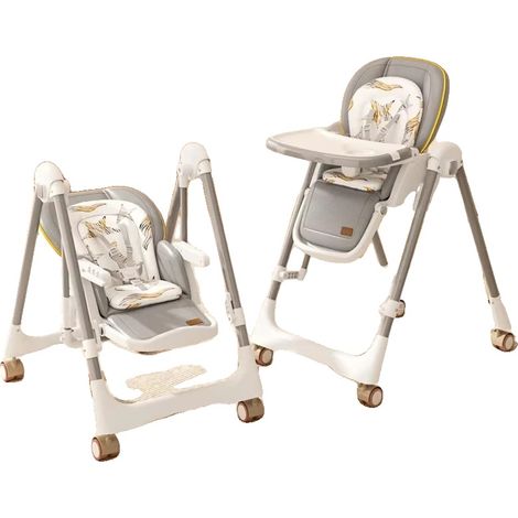 Chaise de repas portable pour bébé, hauteur réglable, design multifonctionnel, 2en1 Gris (1/2)