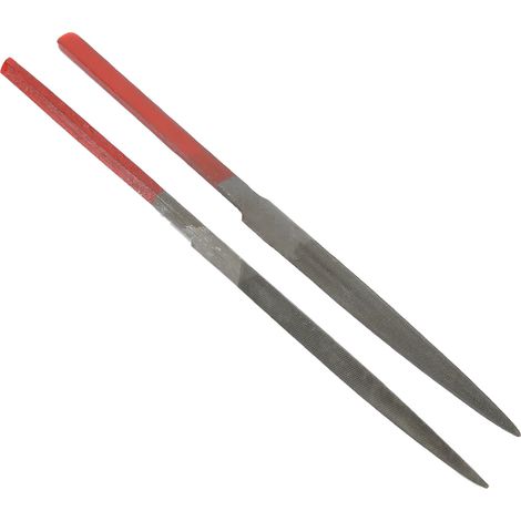 Ensemble de 2 limes à manche rouge pour la fabrication de bijoux, le traitement et le meulage (lime demi-cercle, lime triangulaire) (1/5)