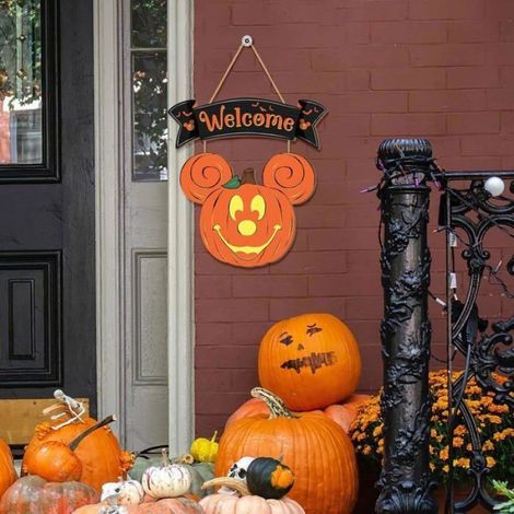 Panneau D'Halloween - Décoration De Porte En Pvc Avec Citrouille - Pour Entrée Jardin Bar - 1 Pièce (1/5)
