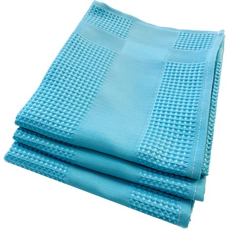 3 Torchons microfibre BLUE-DIAMOND. IdÃƒÂ©al pour la vaisselle, la verrerie avec un rÃƒÂ©sultat sans trace.
