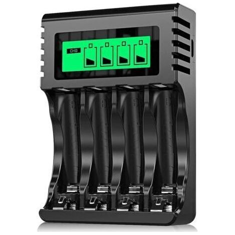 Chargeur de batterie rechargeable à 4 emplacements pour une charge rapide des piles AA AAA avec port USB (1/5)