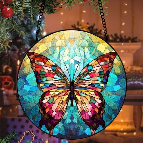 Vitrail tortue attrape-soleil 16 cm décoration fenêtre suspension raffinée cadeau grand-mère (1/5)