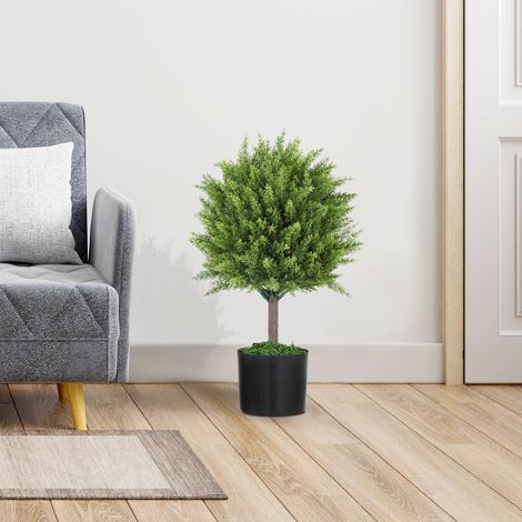 Árbol de cedro artificial, planta resistente a los rayos UV con maceta, decoración para interiores y exteriores, altura 55 cm, verde.