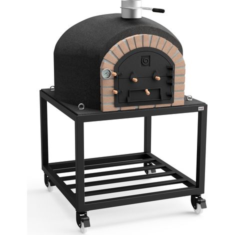 MOVELAR - Horno de Leña Exterior de Obra VESUVIUS (Negro - 120 x 120 x 165 cm) – Horno de obra exterior con aislamiento de corcho y 3 mantas cerámicas, ideal para pizzas y pan - REF: M00417 (1/5)