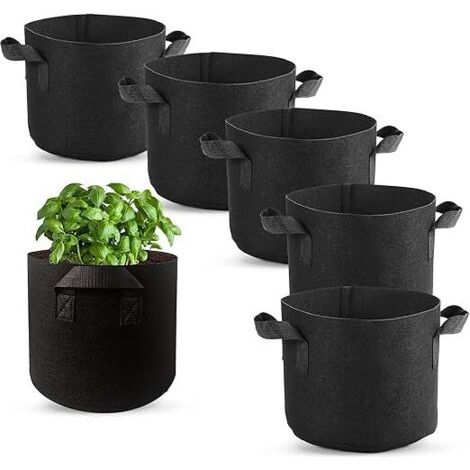 Sac de plantation non tissé 3 gallons – Lot de 6 avec poignées – Matériau respirant pour croissance rapide – Idéal pour pommes de terre et tomates (1/5)