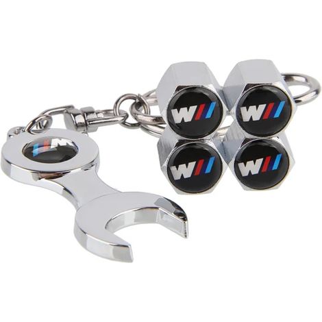 (M Power Argent) 4 bouchons de valve de pneu de voiture avec protection d'air, compatibles avec X1 X2 X3 X4 X5 X6 X7 E84 F48 F39 E83 F25 G01 F26 G02 E53 F70 F15 (1/5)