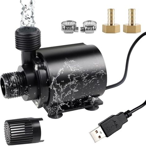 Bomba de acuario USB 500L/H 4W Bomba sumergible Mini bomba de agua Bomba de fuente pequeña Bomba de filtro Bomba de fuente ultra silenciosa con cable de 1,8 m 2 boquillas de latón para acuario (1/5)