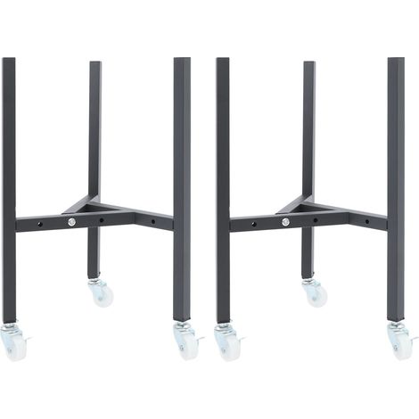 Lot de 2 supports pour pot de fleurs en métal avec roulettes, porte‑pots mobile, étagère à plantes réglable, intérieure et extérieur pour jardin, maison,salon et balcon - noir (1/5)