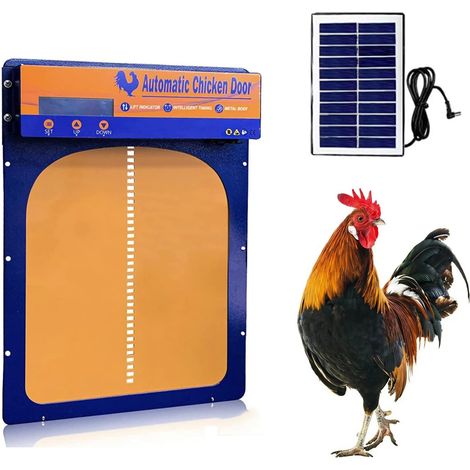 Porte Automatique pour Poulailler à éNergie Solaire – avec éCran LCD, Minuterie Et Capteur De LumièRe en Alliage D'Aluminium TéLéCommande 4 Modes,B B - (1/5)