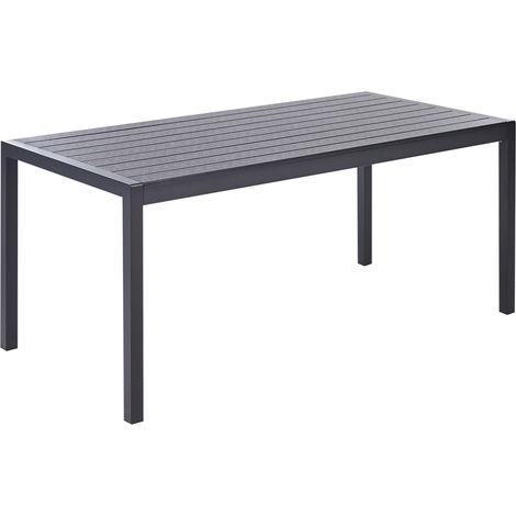 Mesa de comedor de jardín para 6 personas aluminio madera plástica negro 180 x 90 cm Vernio