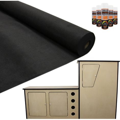 T-Mech 11m2 Van Lining Carpet Super Stretch Kit Black With
